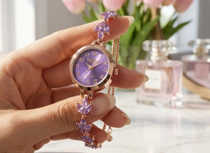 Elegant Purple Crystal Bracelet Watch
